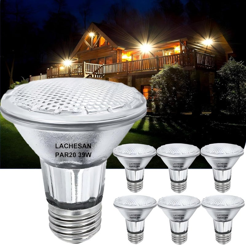 Lachesan PAR20 Flood 39W 120V 480 Lumens Flood Light Bulbs, 6 Pcs PAR20 Range Hood Light Bulb with Dimmable E26 Base, Dimmable 2800K Warm White, Long Lasting for Indoor Spotlight, Range Hood, Recessed - Image 1